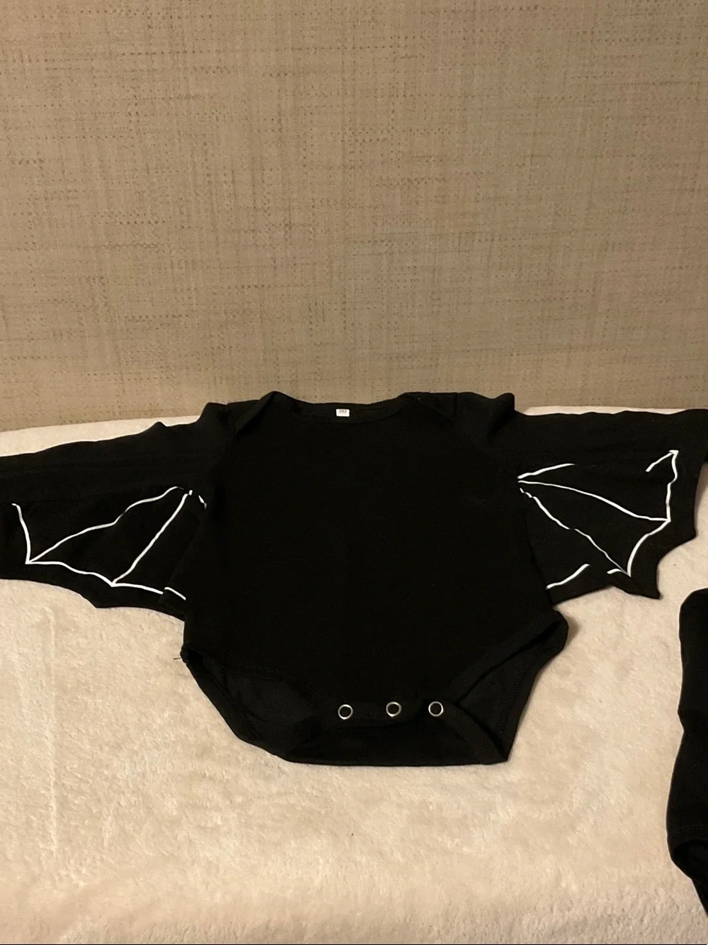 Kids Black Bat Wings Costume Top with Reflective Ear Detail